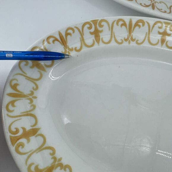 Platters 2 Jackson China Gold Scroll Pattern 13.5" Lx9.25” W Restaurantware MCM - Picture 8 of 16
